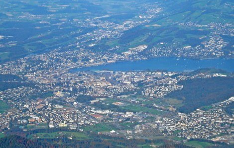 Luftbild des Einzugsgebietes des Pastoralraums Stadt Luzern, Bildquelle: kathluzern.ch